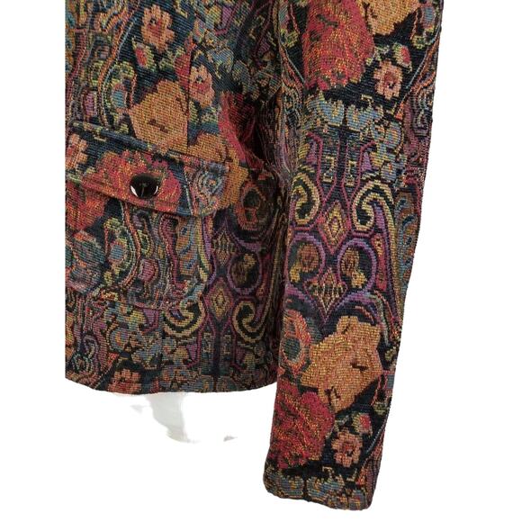 Sarah Bentley Tapestry Blazer Jacket Career 3-Button Sz PS Floral Motif Vintage - Picture 8 of 12